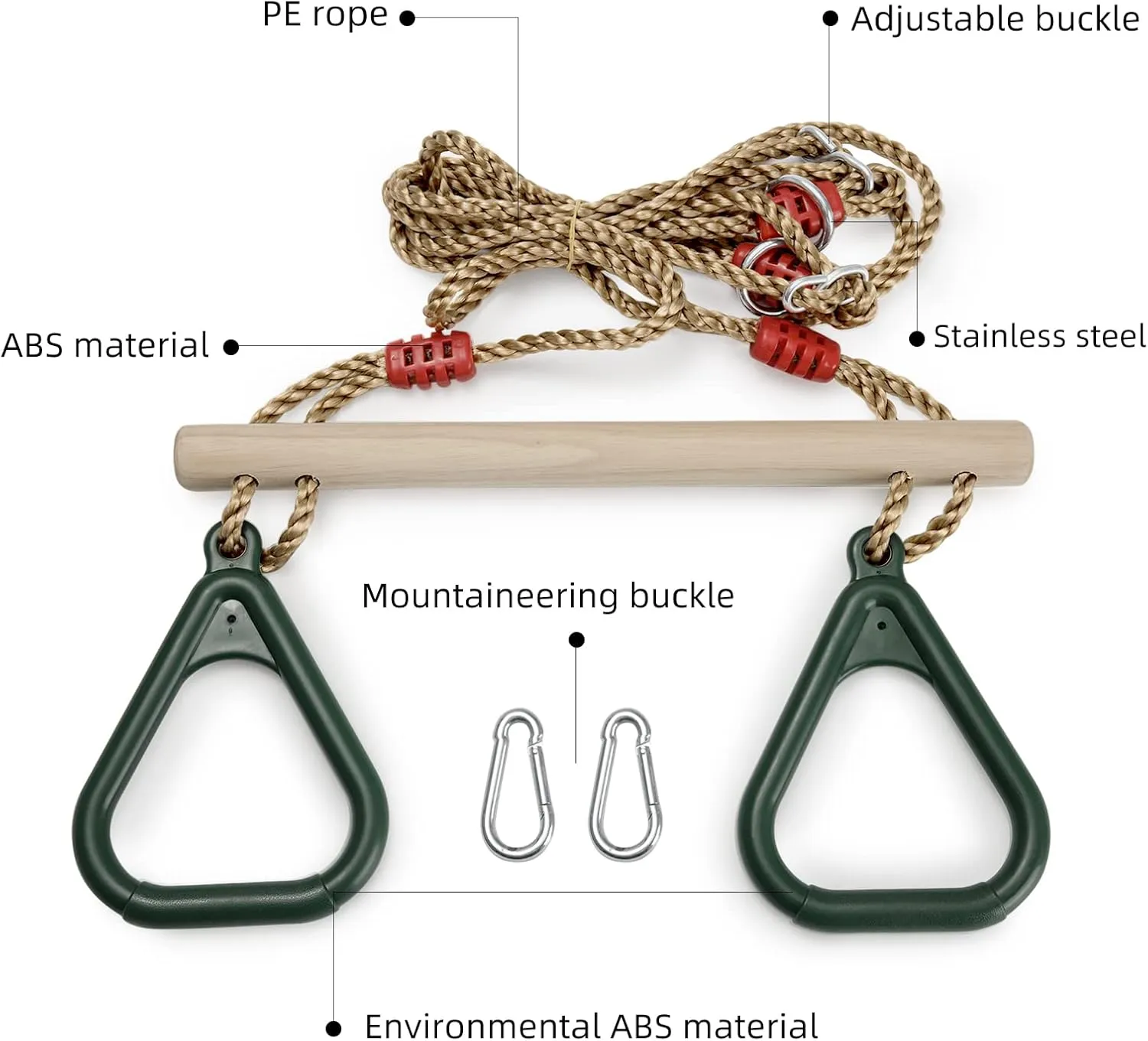 Swing summary strenuous Bar with Plastic Gym Rings Swing Set for Indoor & Outdoor Fun PELLOR Playground Children's Wooden Trapeze 