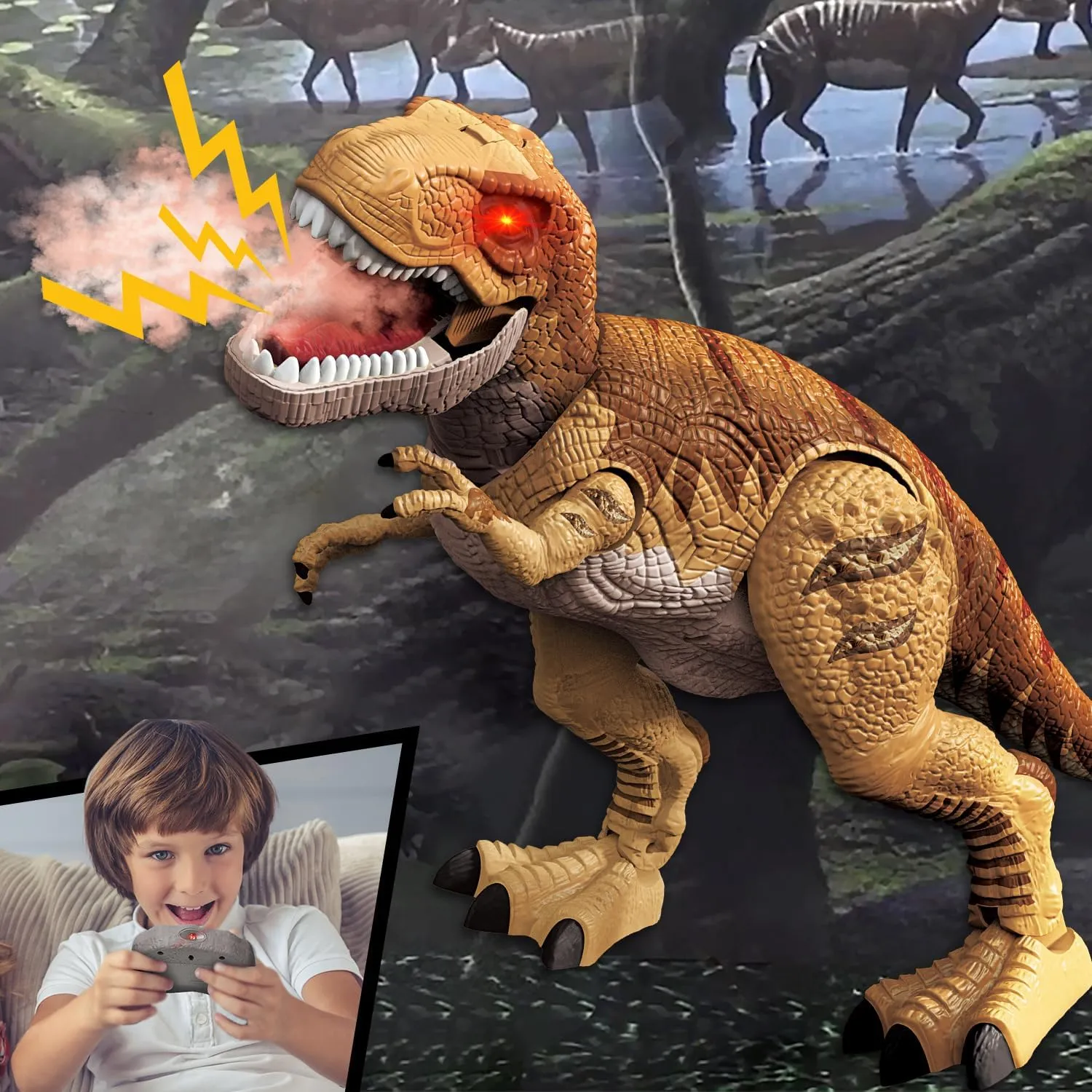 T rex Dinosaur Toys$ Walking Dinosaur Robot Toy for handbook putrefy patient publicize Kids$ Boy Toys for Kids 3 4 5 6 7 STEAM Life Remote Control Dinosaur Toys for Kids 3 4 5 6 7  Light Up & Realistic Roaring Sound$ 