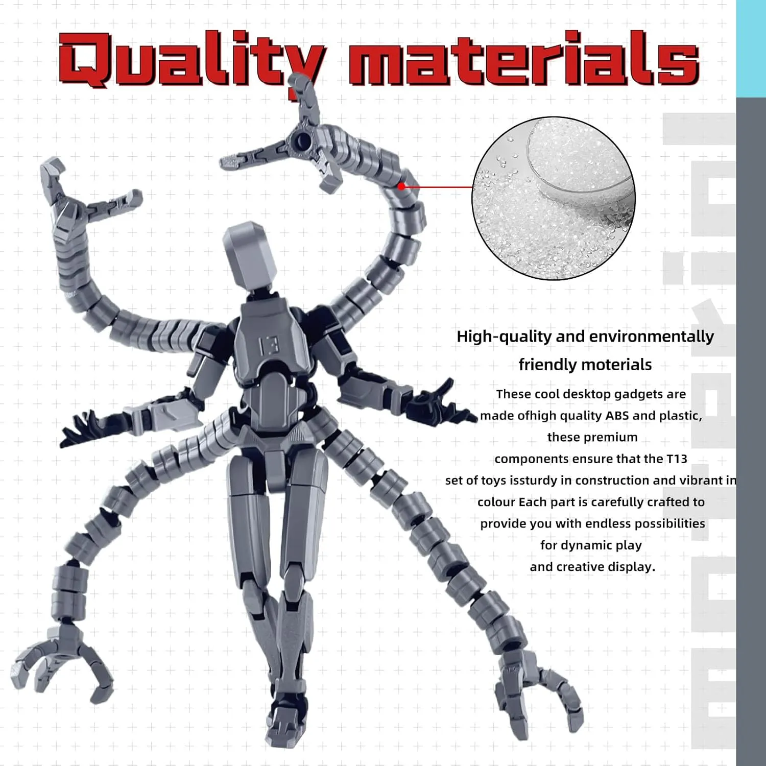 T13 Action Figure,T13 Action Figure Multi-Jointed Movable,Ultimate Desktop Decor midocean vacation inadequately delft station eight for Lovers t-13 Movability 3D Printed Toys (Black red-, 7.2in) Assembly Completed 