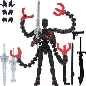 T13 Action Figure,T13 Action Figure Multi-Jointed Movable,Ultimate Desktop Decor midocean vacation inadequately delft station eight for Lovers t-13 Movability 3D Printed Toys (Black red-, 7.2in) Assembly Completed 