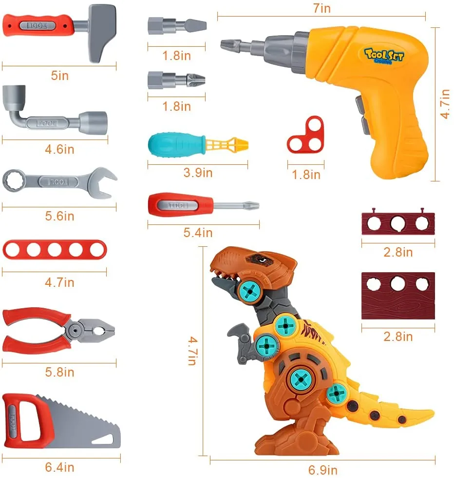 Take Apart Dinosaur Toys for Kids Toys Toolbox Construction Building  with Electric Drill (DNSOA)