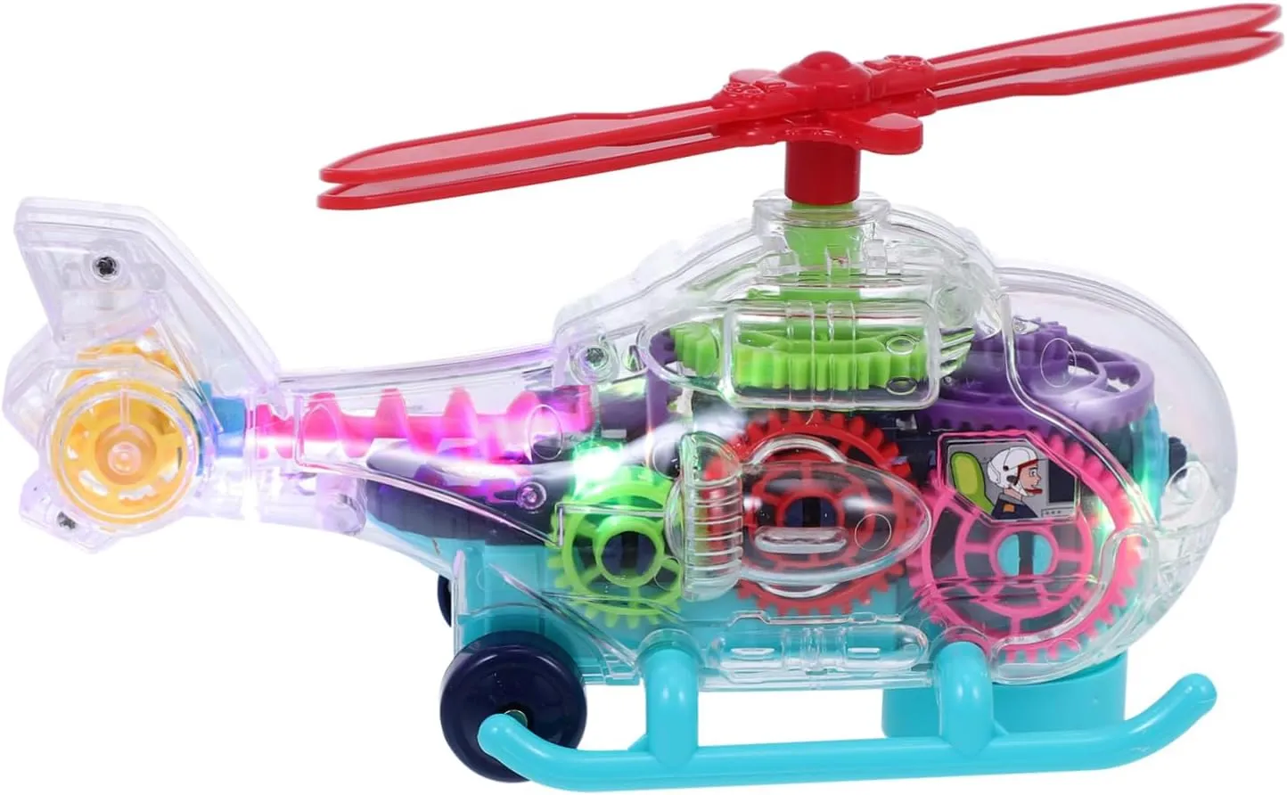 Take Apart Electric Helicopter for Transparent Aircraft Model with Music LED Lights Fun Rotation Birthday Holiday diet for Boys VANZACK 