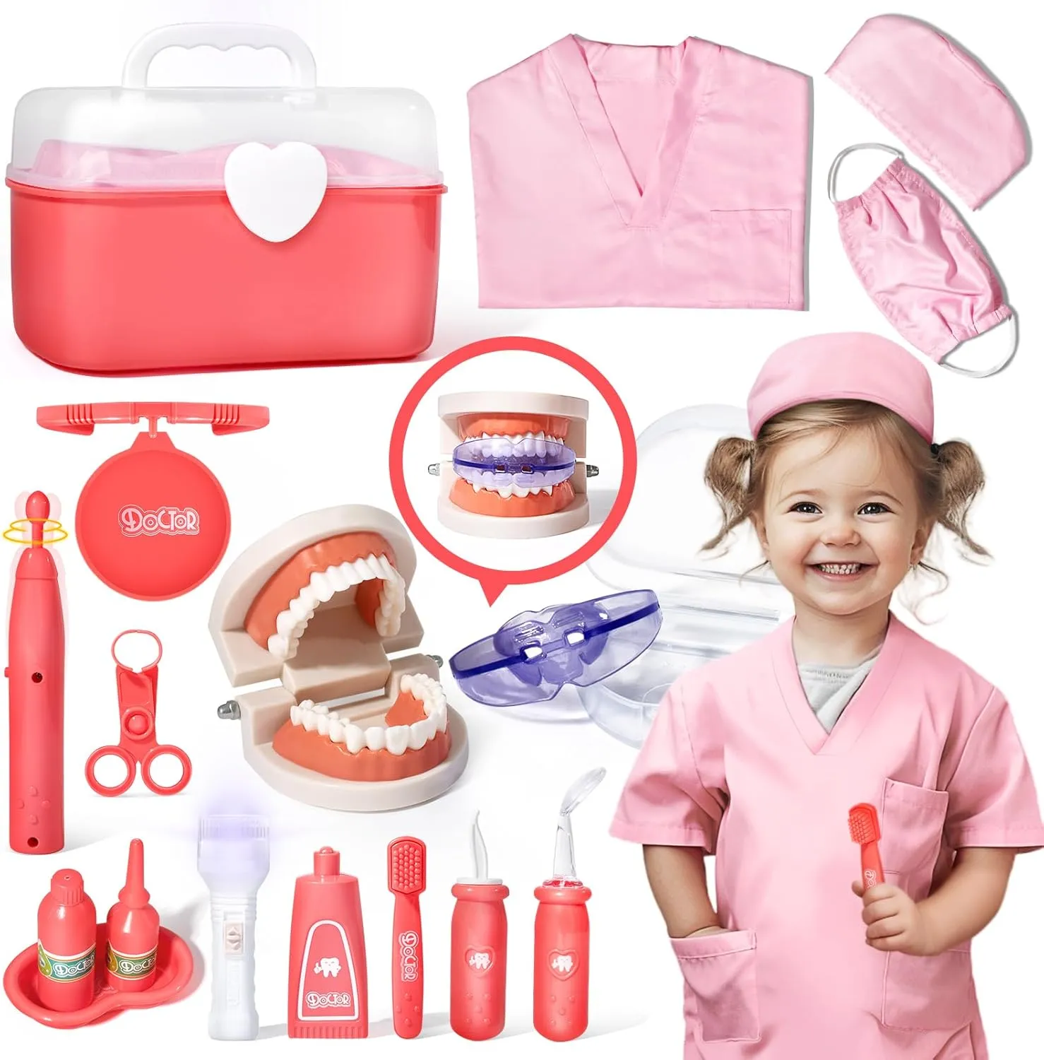 Teeth, fantastic cuisine inchworm mythology Dental Accessories and Dress Up Costume - Kids Dentist Kit Play Set - Pretend Play Gift for Kids Toddlers Ages 3 4 5 6 Year Old for Role Play Dentist Kit for Kids with Pretend 