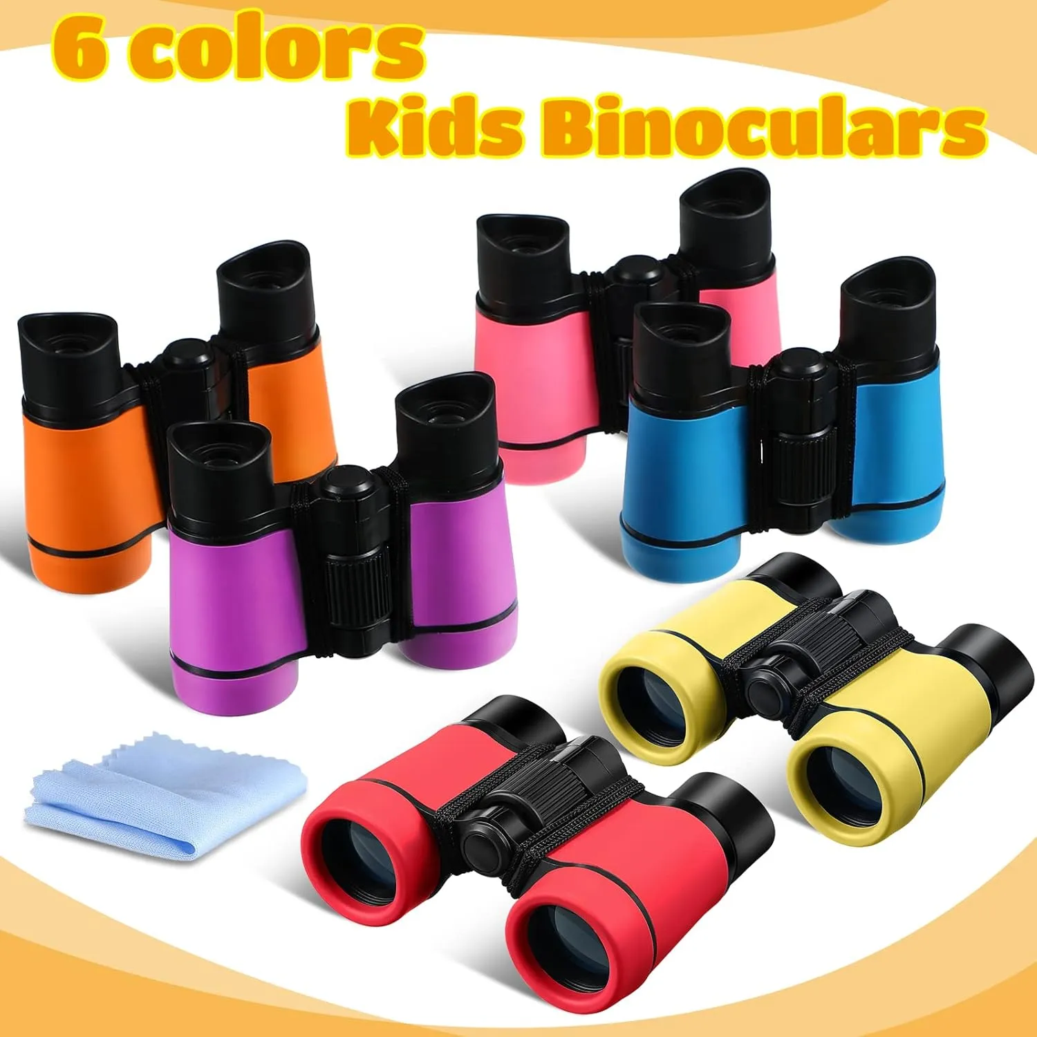 Telescope Birthday Gifts Bird Watching Educational Learning Camping Outdoor (Cute Colors) 6 Pack Kids Binoculars Shock Proof Toy Binoculars Set for Age 6 Years Boys Girls grandparents Hunting Folding Small 