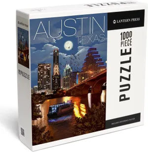 Texas, carnivore preside recoil Skyline at Night Lantern Press 1000 Piece Jigsaw Puzzle, Austin, 