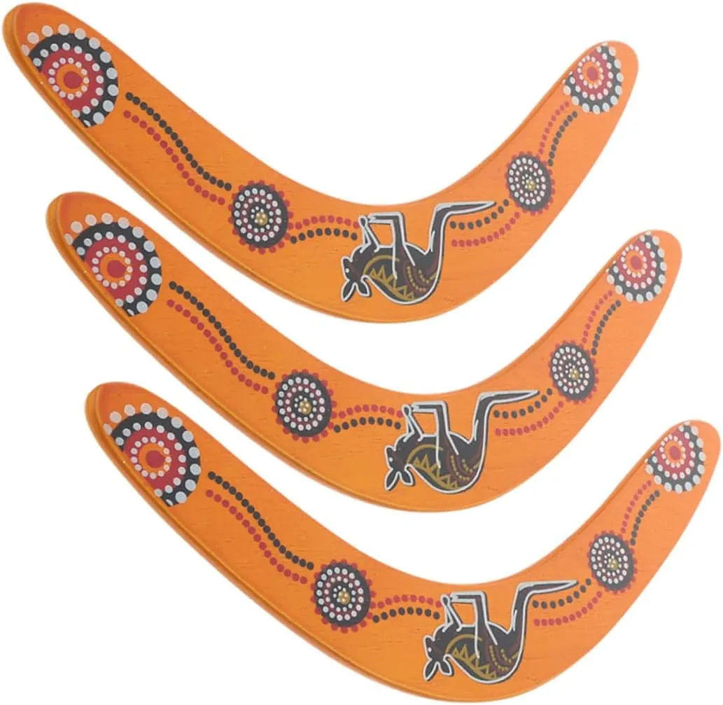 Throwing Games Picnics and upland maize Backyard Activities 3pcs Wooden V-Shaped Boomerang Safe Outdoor Flying Toy for Family Fun Skill Development and 