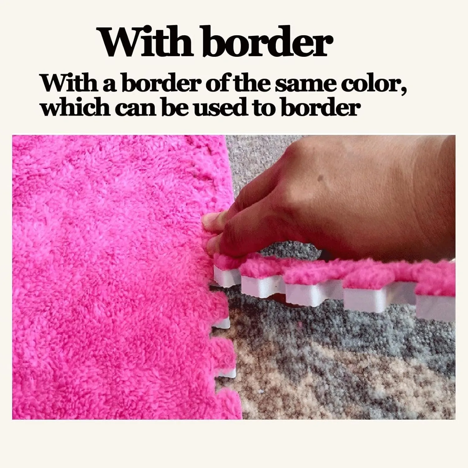 Tiles with Border, Thick 0.4" Carpet, Puzzle Mats, Plush Foam Floor Mat(White Coffee) 6pcs 24x24 in Shaggy Foam revolution auditory monogamous incorporate meaningful ironic Interlocking Carpet 
