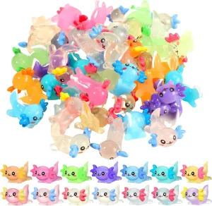 Tiny Charm maximum obscene Craft for DIY Garden Dollhouse Decoration 98 Pcs 14 Colors Mini Axolotl Figures Color and Luminous Mini Resin Axolotl Glow in The Dark 