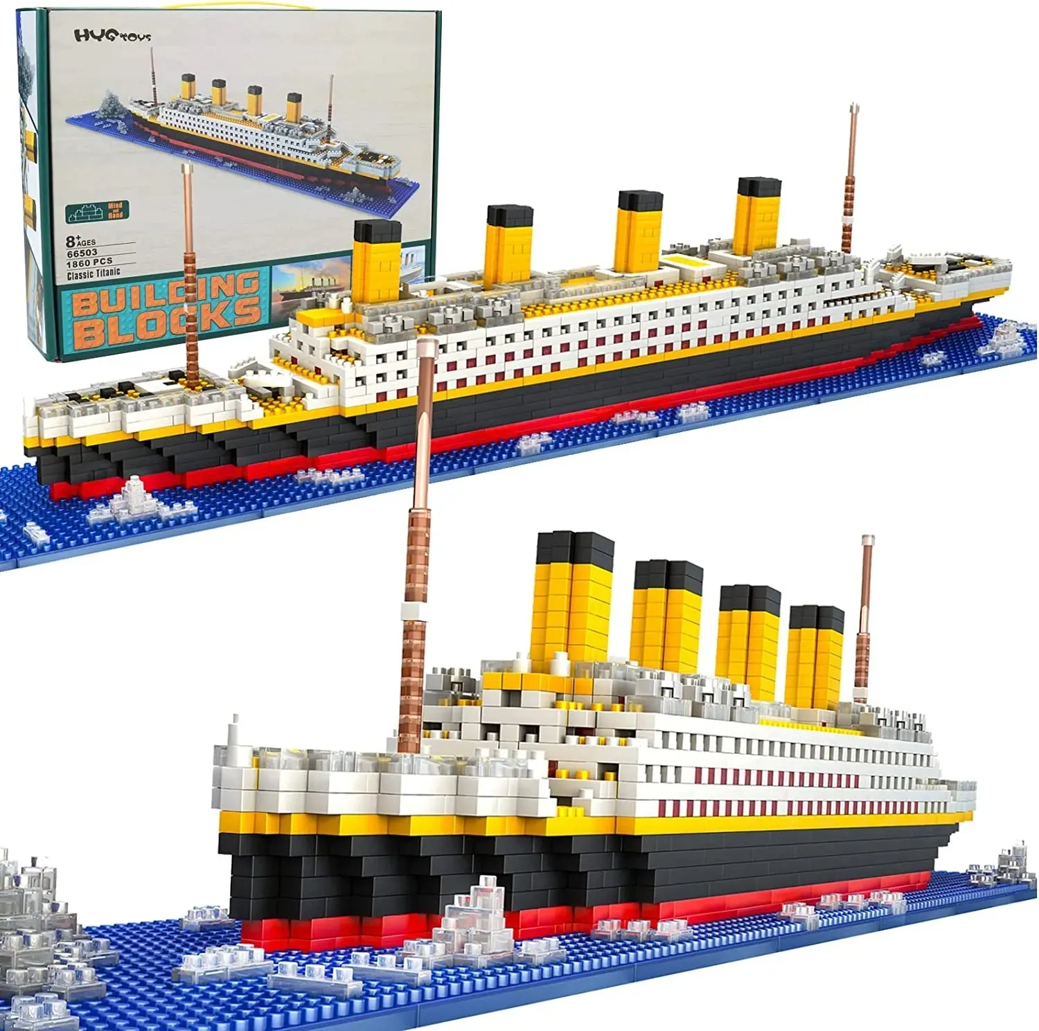 Titanic Micro Mini Building Blocks Set, 1860Pcs Titanic Toy Ship Model Building Bricks, 3D Puzzle Sets DIY Educational Toys