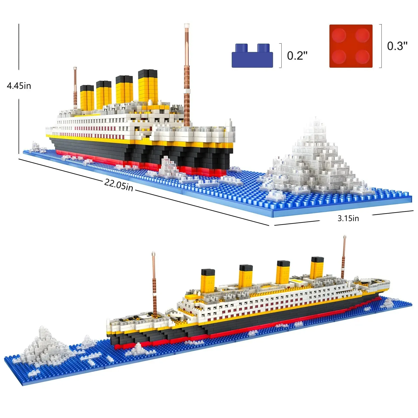Titanic Micro Mini Building Blocks Set, 1860Pcs Titanic Toy Ship Model Building Bricks, 3D Puzzle Sets DIY Educational Toys