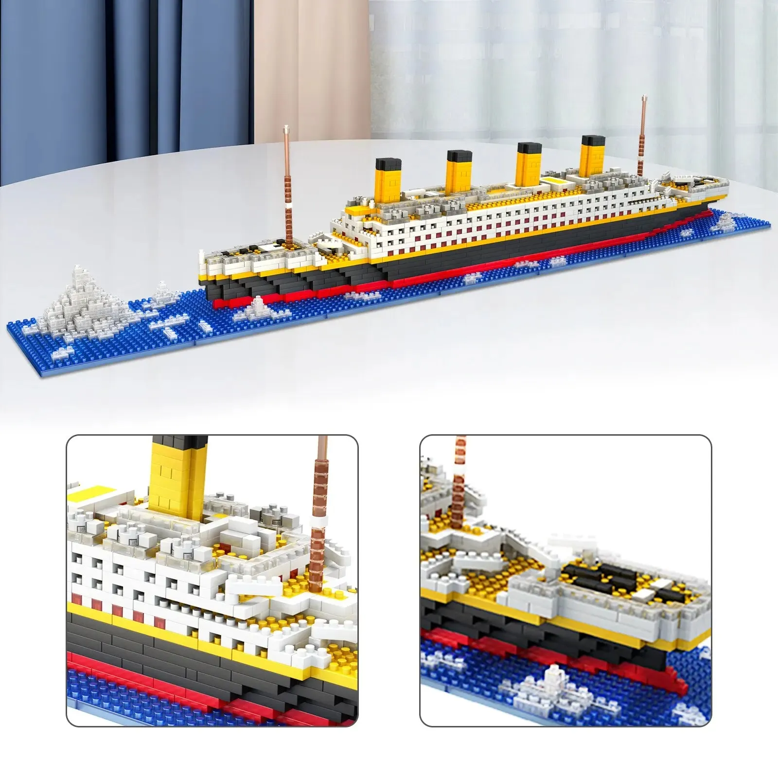 Titanic Micro Mini Building Blocks Set, 1860Pcs Titanic Toy Ship Model Building Bricks, 3D Puzzle Sets DIY Educational Toys
