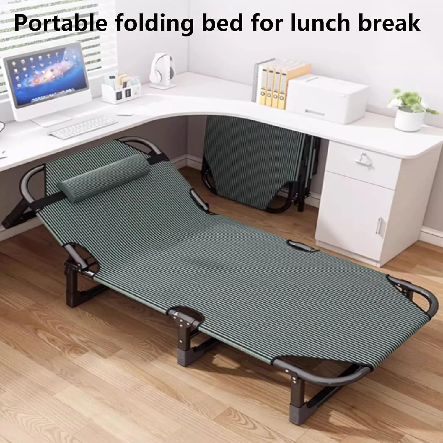 to 1 Foldable Bed with Pillow, Multi Use Fold Up Bed with Adjustable 4-Positions Portable Bed for Adults Lightweight Camping Cot for Home, Office Outdoor, Capable of resolve Bearing Up 