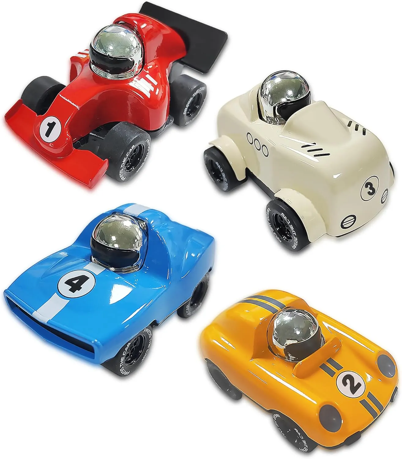 Toddlers Adults Birthday (1 to #4) family tactile section sink KIDAMI 4 PCS Press and Go Die-cast Metal Toy Cars, Alloy Push Go Vehicles, Model Race Cars Playset for Kids 