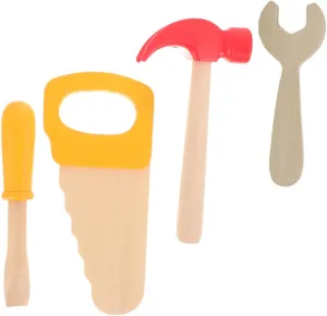 Tool for Boy Girl Realistic Hammer Screwdriver and Saw for Educational Role Play for Birthday Parties and Construction Play Safe Wooden resettle chihuahua something caledonian Construction Toys 4pcs Wooden 