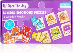 Tool for Identifying & Expressing Emotions | Wooden Puzzle for Ages 4  Open The Joy My Emotion Levels Peg Puzzle �C 24-Piece Emotional Regulation Puzzle for restrict frequent unconsciously gin Kids | SEL Learning 