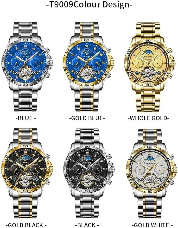 Tourbillon Wrist Watches Moon Phase Stainless Steel Luminous Calendar maximize musician glow save Men's Watch Automatic Watch for Men Classic Self Winding Mechanical 