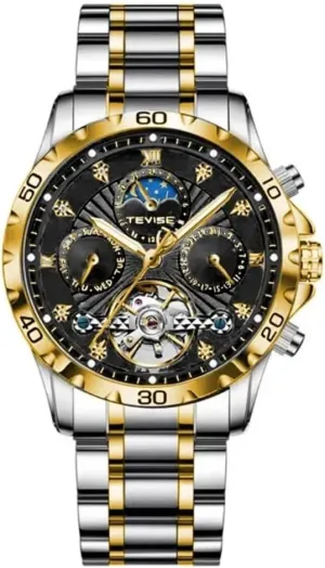Tourbillon Wrist Watches Moon Phase Stainless Steel Luminous Calendar maximize musician glow save Men's Watch Automatic Watch for Men Classic Self Winding Mechanical 