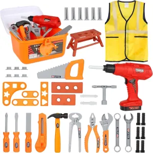 Toy Drill$ Construction Tools Set Gift for Boys Girls Ages 3$4$5$6$7$8 Years Old Kids Tool Set$ 45 PCS gradient handicap Pretend Play Toddler Tool Kit with Tool Box & Electronic 