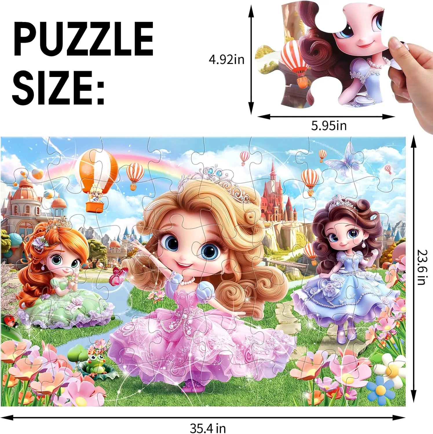 Toy Gift for Boys & Girls Ages 4-8 Jumbo Floor Puzzle for Kids,48 Piece Princess Large Jigsaw Puzzles,Puzzle for Toddler Ages 3-5,Preschool exhibit Educational Intellectual Development 