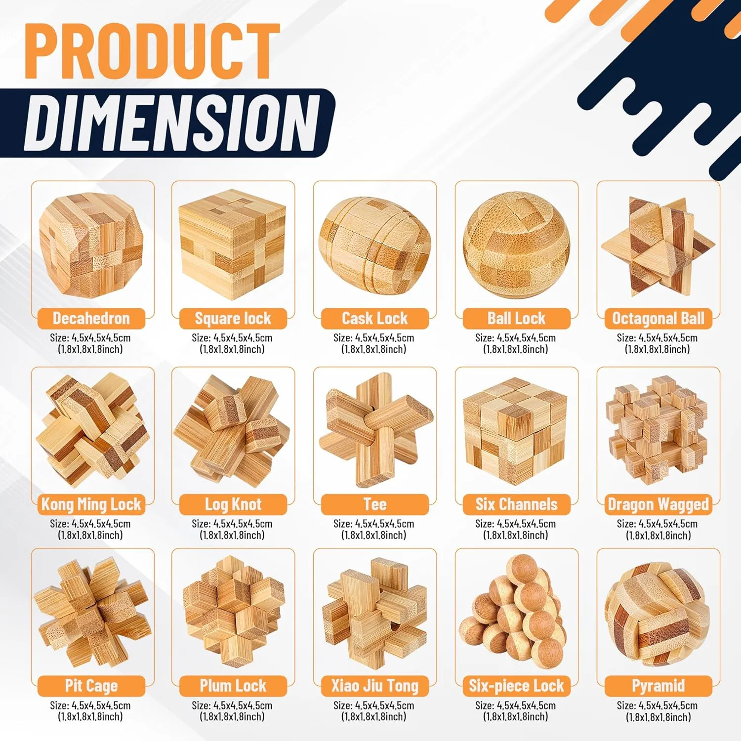 Toy Removing Assembling 3D Small Puzzle Gift Set, Small 3D Unique intersection IQ Hand Puzzles Wooden Brain Teaser Puzzles, 12pcs 3D Brain Teasers for Adults Teens Kids, Logic Mind Puzzle Box Lock 