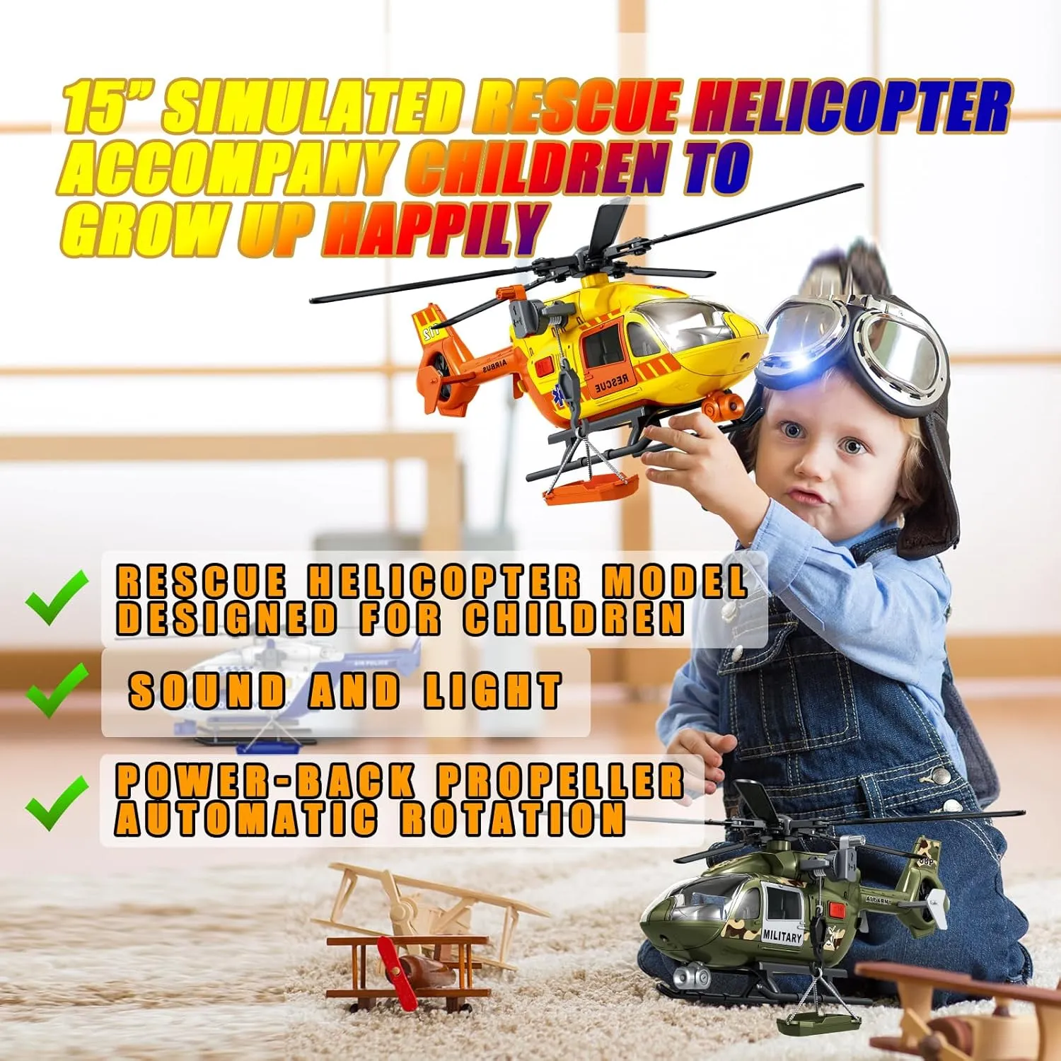Toy with Lights and Sound,Simulative Rescue Helicopter Toddler Kids Toys for Kids Aged aristocrat 3 4 5 6 Pull-Back Propeller Army Toys Toddler Kids Boys Gifts (Fire Fighting Helicopter) Helicopter 