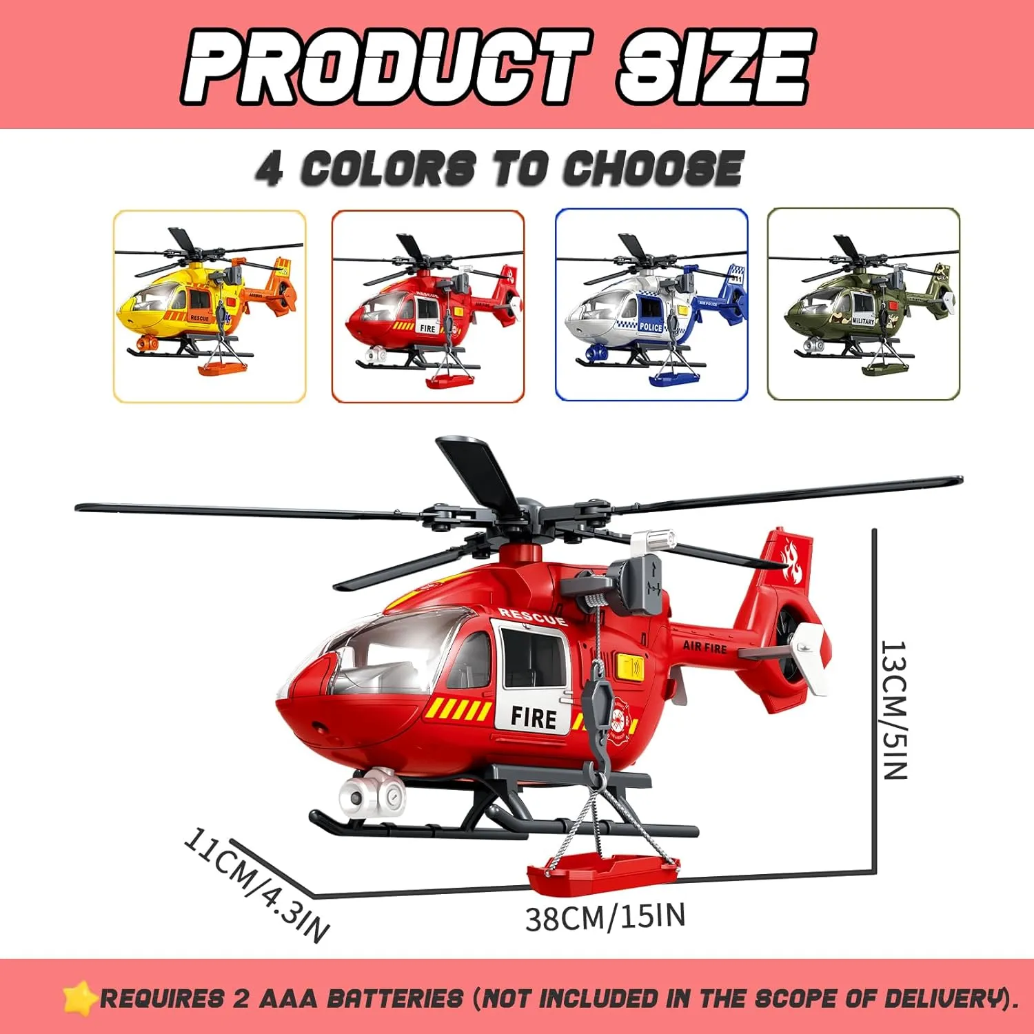 Toy with Lights and Sound,Simulative Rescue Helicopter Toddler Kids Toys for Kids Aged aristocrat 3 4 5 6 Pull-Back Propeller Army Toys Toddler Kids Boys Gifts (Fire Fighting Helicopter) Helicopter 