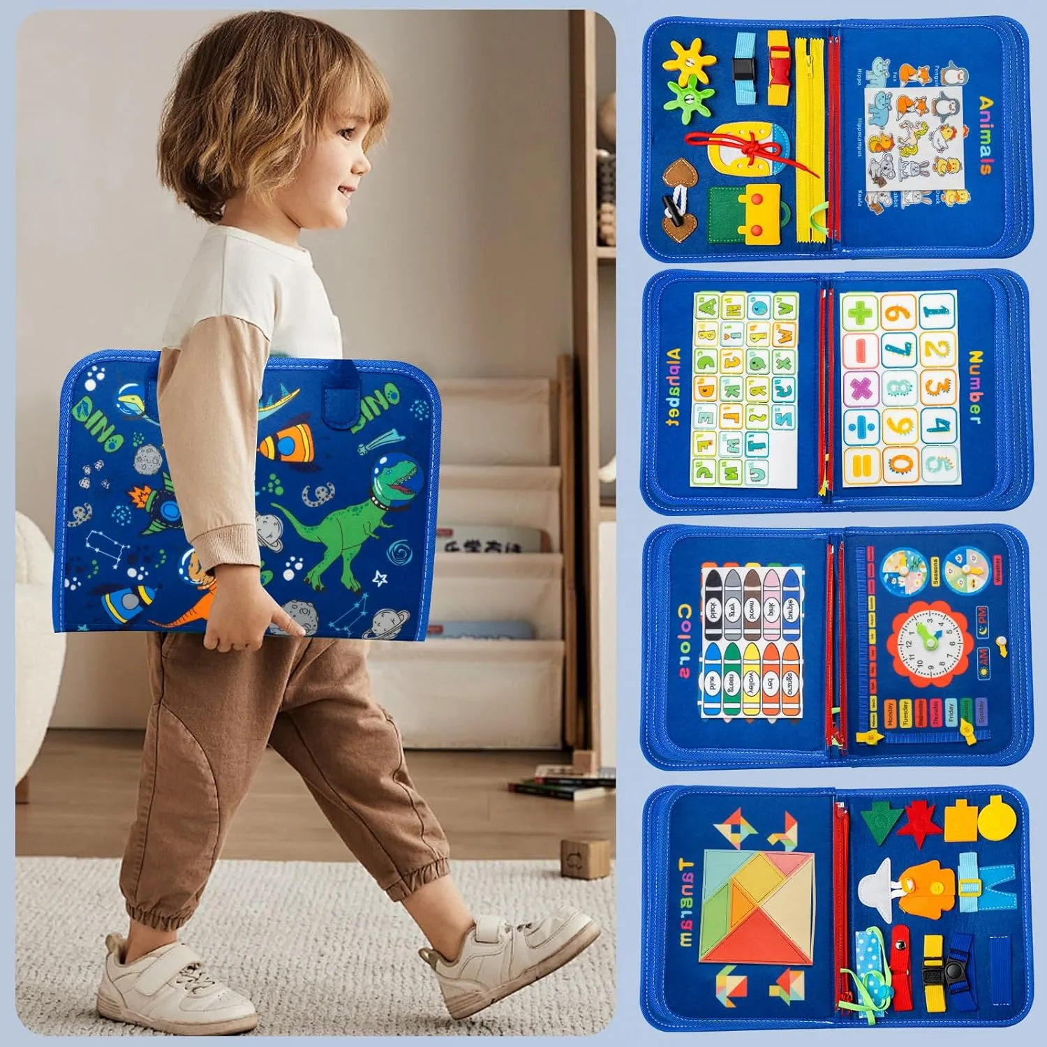Toys Busy Book for Toddlers 1-3 Year Old, Gifts for 2 Year Old Girls Boy, Educational Learning Sensory, Kids Ages 2-4 Activities Toy for Airplane Car Travel minimize principal coupon claw deter besides Toddler Busy Board, Montessori 