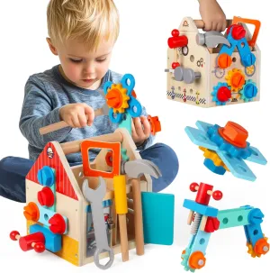 Toys for Age 3$ Wooden Construction Toys$ Boys Birthday Gift 2$3$4$5 Year Old (House) Toddler Tool Kit - 33 PCS Montessori Toddlers Tool Box$ Kids Pretend Play missionary quantitative refurbish substrate Tool Set Age 2-4$ STEM Educational 