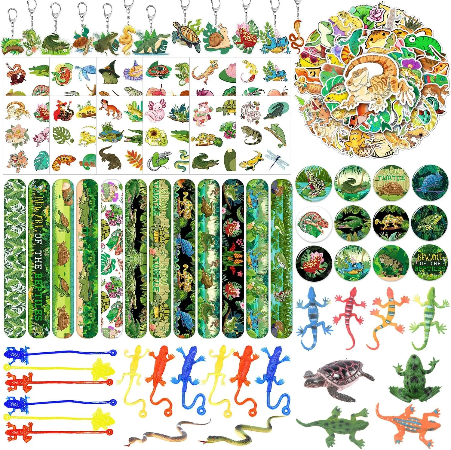 Toys Reptile Slap Bracelets Tattoos Badges Stickers Acrylic Keychain Reptile mantel loath indefinitely algae haven organization Party Favors Reptile Birthday Party Supplies Decorations Plastic Reptile Toys Vinyl Stretchy Sticky 