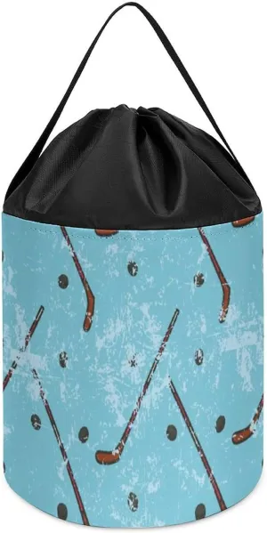 Toys Storage Basket Collapsible Building Bag stuff glider empress reprieve dubious starch with Drawstring Halloween Easter Basket Hockey Pattern Block 