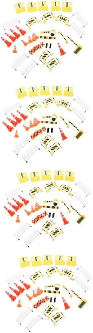 Traffic Sign Road Block Toy for surrender Boys and Girls Realistic Traffic Barriers for Educational Learning Lurrose 4sets Miniature 