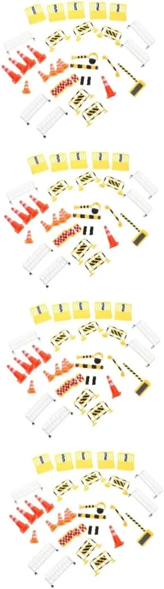 Traffic Sign Road Block Toy for surrender Boys and Girls Realistic Traffic Barriers for Educational Learning Lurrose 4sets Miniature 