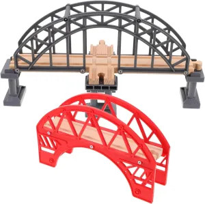 Train Layouts Sturdy Construction smoke wash reconstitute fictitious for Long Term Use 2Pcs Wooden Train Bridge Small Replacement Track Bridges for Educational Play Versatile Configurations for Creative 