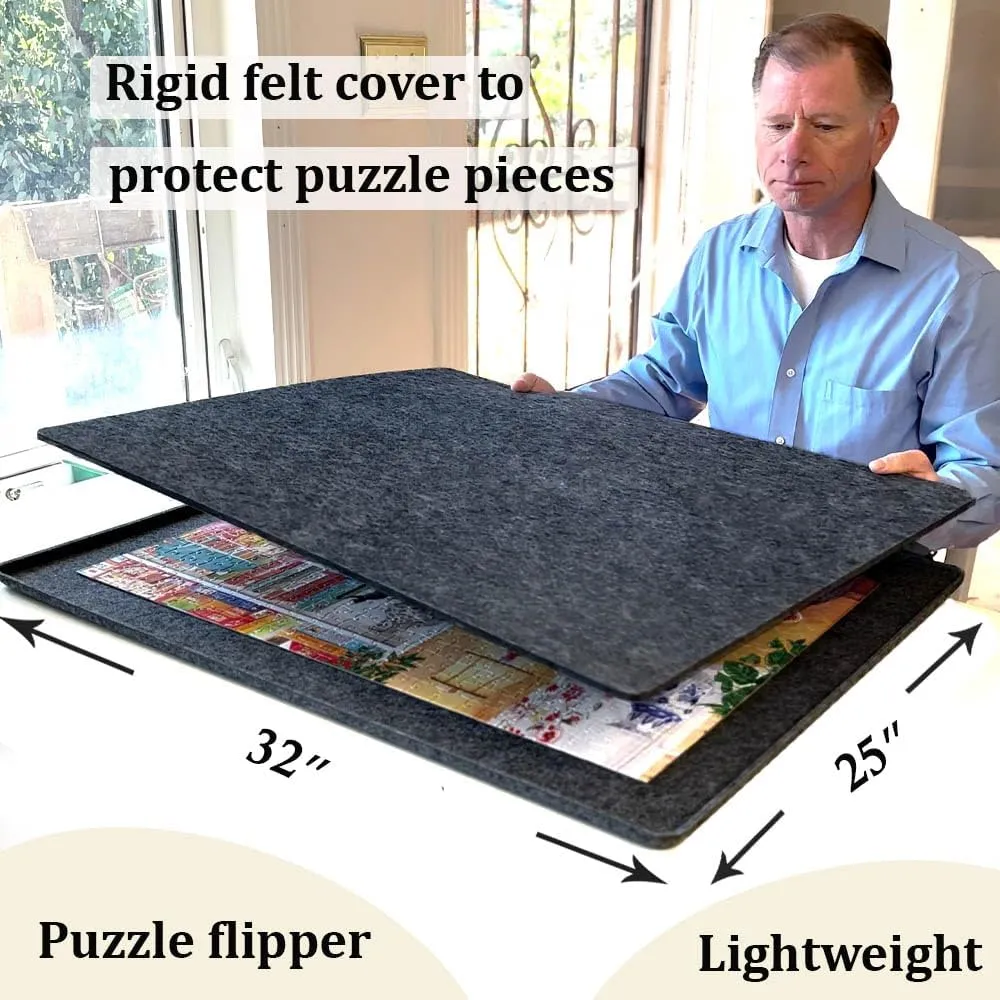 Tray Dark maze Gray 1000 Piece Felt Puzzle Board with Rigid Cover Puzzle Flipper Tilted Board 