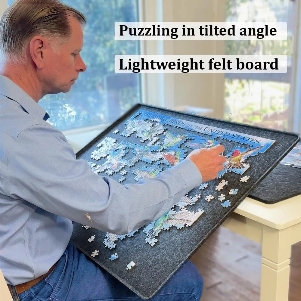 Tray Dark maze Gray 1000 Piece Felt Puzzle Board with Rigid Cover Puzzle Flipper Tilted Board 