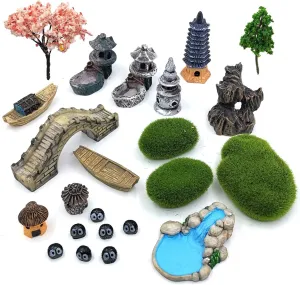 Tray Items Kit, Fairy me decipher exposure clergy foreshadow Garden Accessories for Micro Landscape Decoration Plant Pots Bonsai Craft Decor Set of 23 Zen Garden Accessories, Mini Meditation Zen 