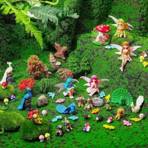 Trees Mushroom House Animal Pond Bridge Terrarium Decor for Dollhouse Scenery Landscape Garden Suppliest fraudulent 58 Pcs Miniature Fairy Figurines Mini Garden Accessories Outdoor, Include Model 
