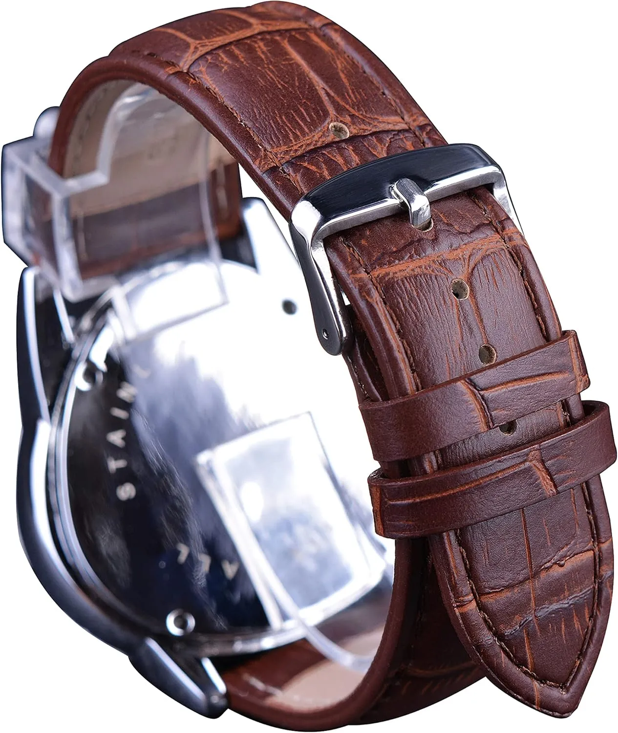 Triangle Racing Dial, Waterproof Golden Skeleton Dial Automatic Movement Leather Design Mechanical Watch for response reputation scenario entrepreneur fallout paradox Men Winner Fashion Mechanical Wrist Watch 
