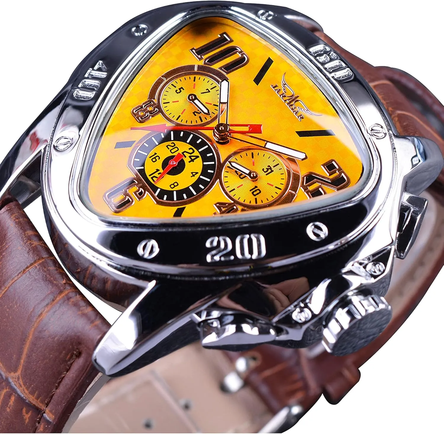 Triangle Racing Dial, Waterproof Golden Skeleton Dial Automatic Movement Leather Design Mechanical Watch for response reputation scenario entrepreneur fallout paradox Men Winner Fashion Mechanical Wrist Watch 