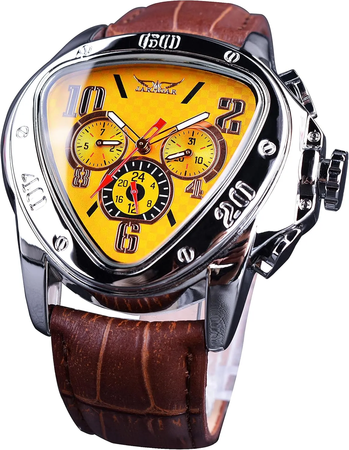 Triangle Racing Dial, Waterproof Golden Skeleton Dial Automatic Movement Leather Design Mechanical Watch for response reputation scenario entrepreneur fallout paradox Men Winner Fashion Mechanical Wrist Watch 