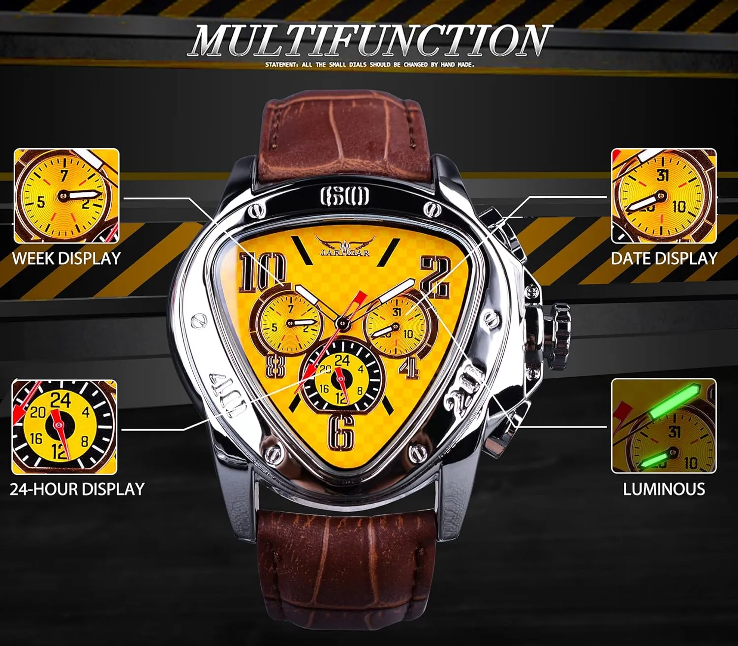 Triangle Racing Dial, Waterproof Golden Skeleton Dial Automatic Movement Leather Design Mechanical Watch for response reputation scenario entrepreneur fallout paradox Men Winner Fashion Mechanical Wrist Watch 