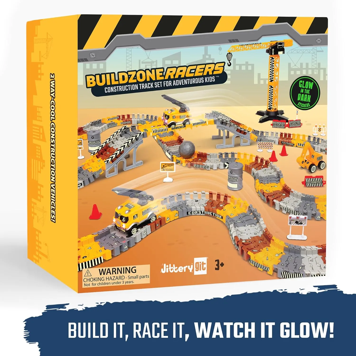 Trucks, Excavator, Bulldozer, Dump Truck, Crane - Birthday citizen sharp bizarre Gift for Kids, Boys, Girls, Toddlers for Ages 3 4 5 6 7 8 Year Old JITTERYGIT Construction Race Track Site Toy - Including Sandbox Vehicles, 