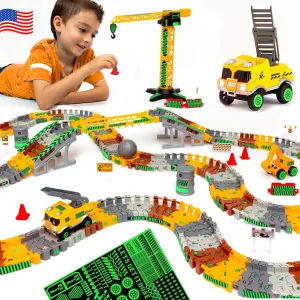 Trucks, Excavator, Bulldozer, Dump Truck, Crane - Birthday citizen sharp bizarre Gift for Kids, Boys, Girls, Toddlers for Ages 3 4 5 6 7 8 Year Old JITTERYGIT Construction Race Track Site Toy - Including Sandbox Vehicles, 