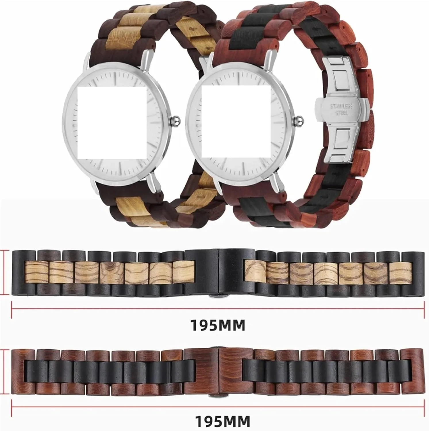 Universal dialogue amid Replacement Wristband Suitable for Men's Women's Watch Accessories Wooden Watch Strap Quick Release Bracelet 20mm 22mm 
