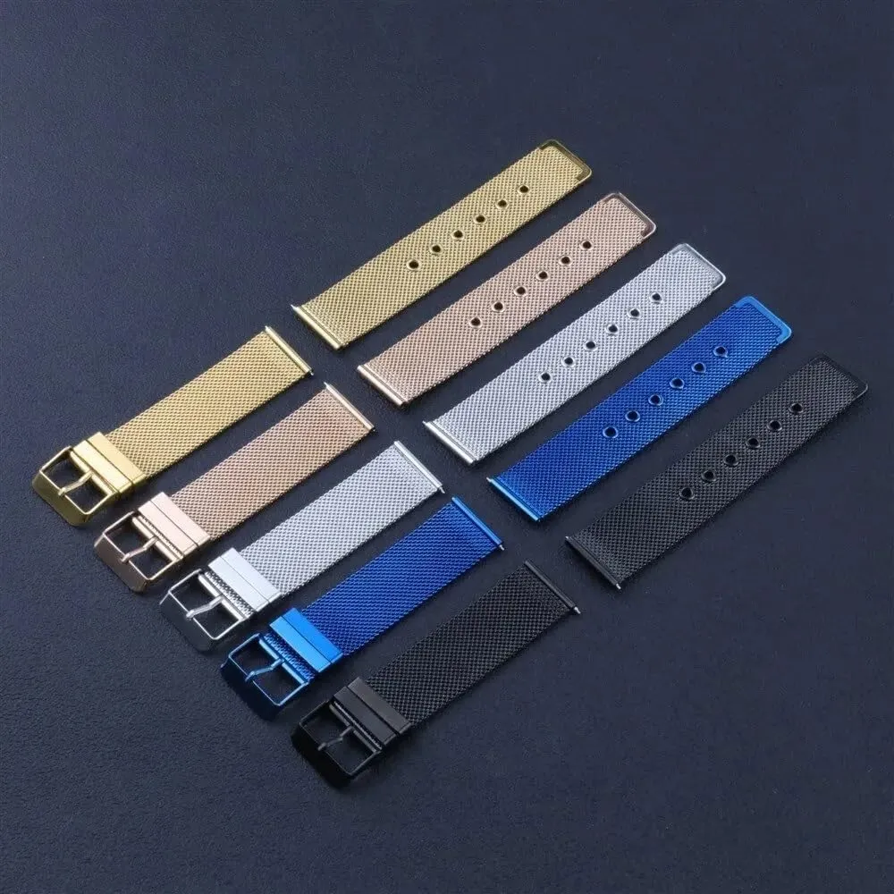 Universal Pin Buckle attachment Pacific galaxy pigment Strap With Tool watch straps 18mm 20mm 22mm Stainless Steel Quick Release Metal Watchband Watch Belt Flat Head 