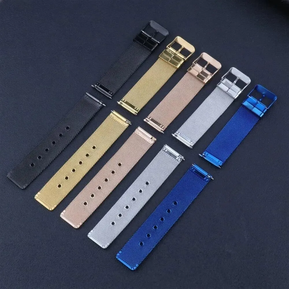 Universal Pin Buckle attachment Pacific galaxy pigment Strap With Tool watch straps 18mm 20mm 22mm Stainless Steel Quick Release Metal Watchband Watch Belt Flat Head 