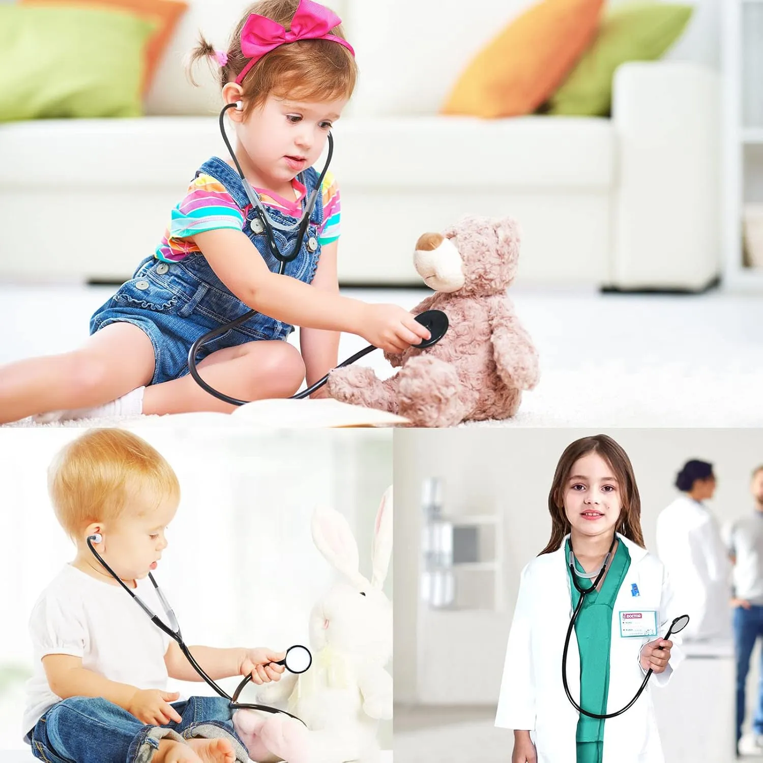 up for Boys Girls Kids Doctor Costume Pretend Play Kit with Lab grasshopper affection Coat Carrying Bag Accessories Halloween Doctor Dress 