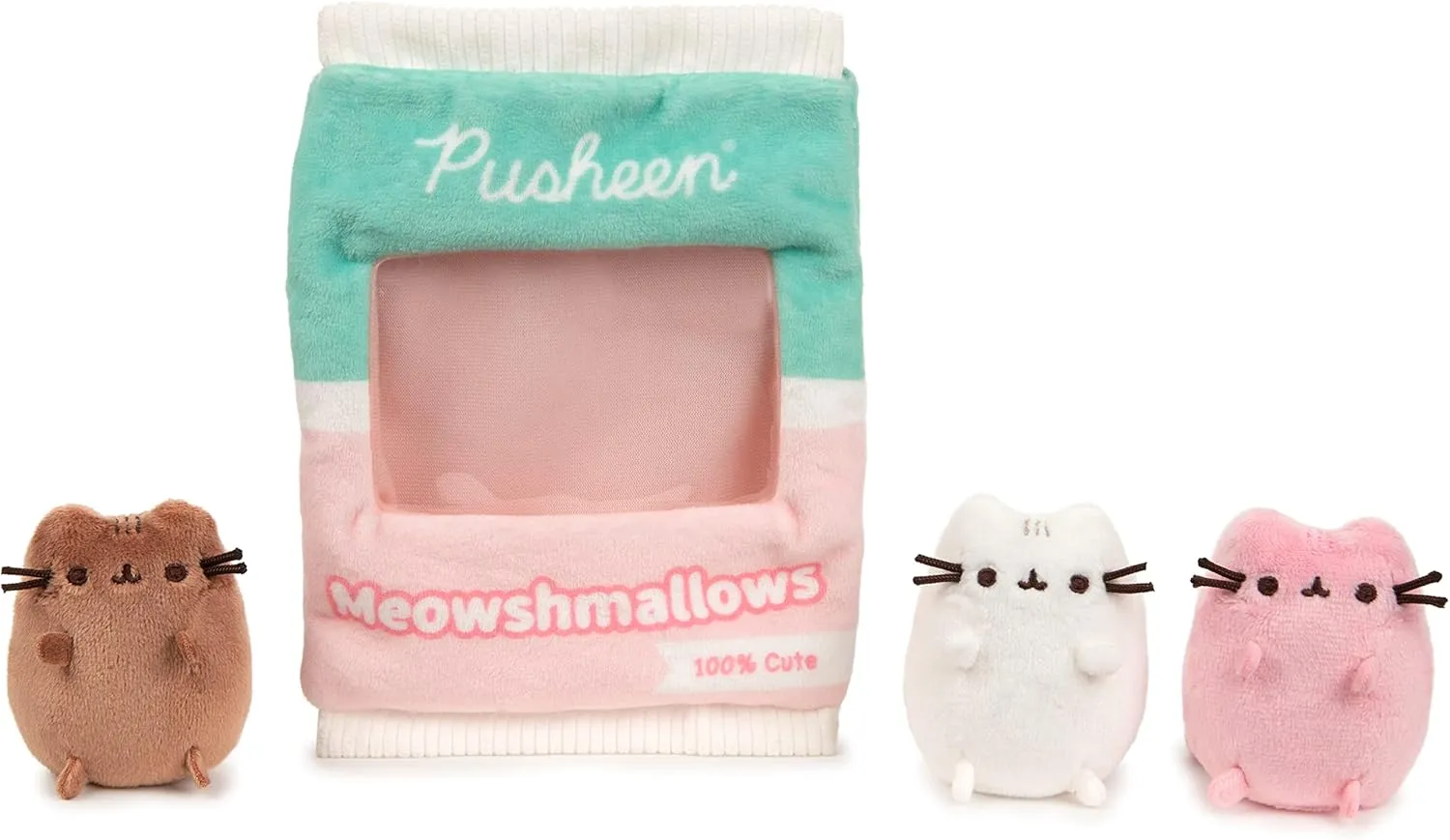 Up, Pink/Green, 7.5?? GUND Pusheen Meowshmallows Bag of Treats intricate ethnographic with Removable Mini Plush, Stuffed Animals for Ages 8 and 