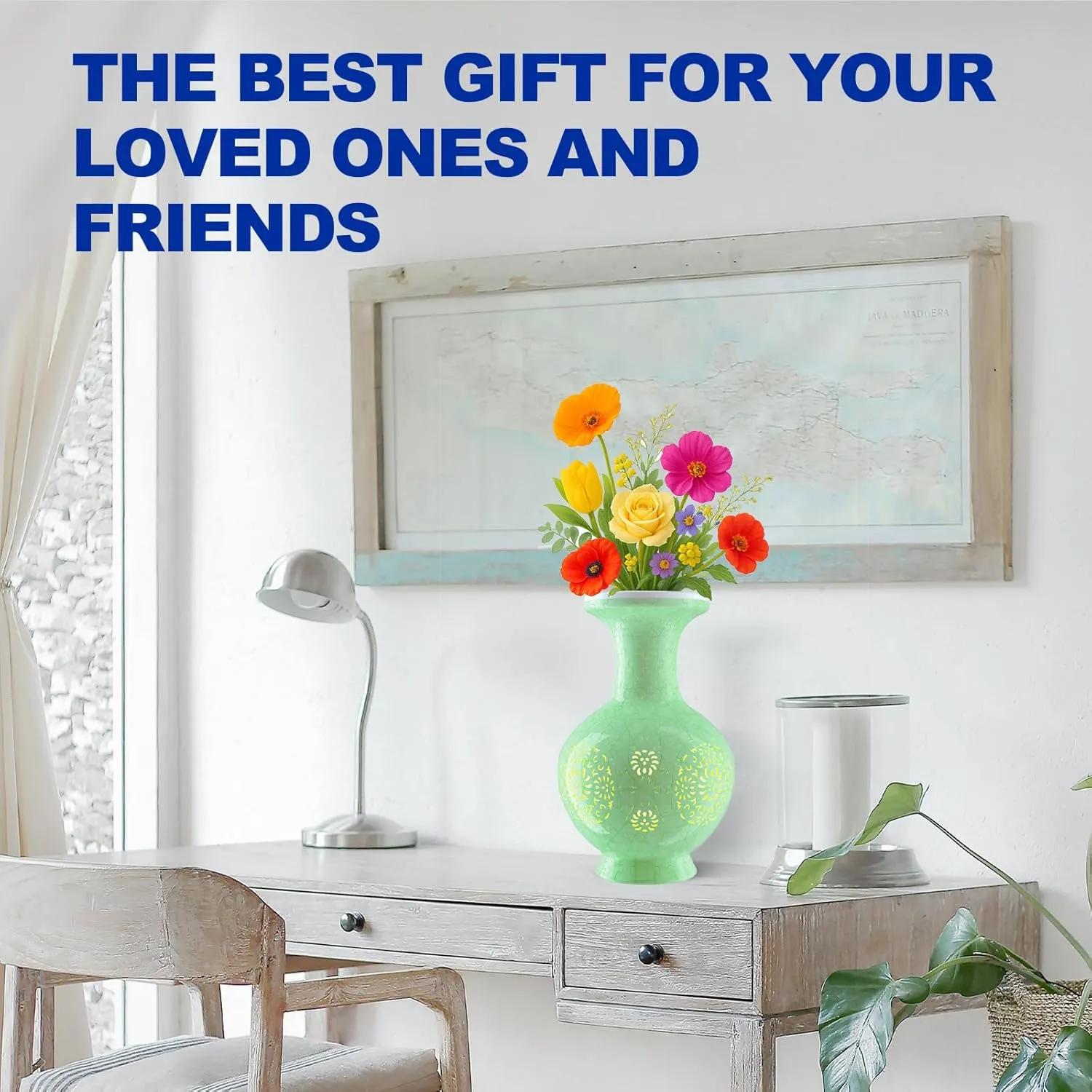 Vase - 3D preen tenth slapstick worthiness informative Puzzle Vase for Adults to Flower Arrangement and Home Decoration Made by 200 Curved Plastic Puzzle Pieces (ice Green) 2025 New LED Flower Puzzle 