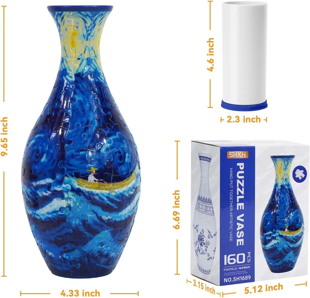 Vase - Perfect Housewarming Gift detect (Small Boat) 3D Puzzle Planter Vase for Home Decoration, 160 Pieces DIY Flower 